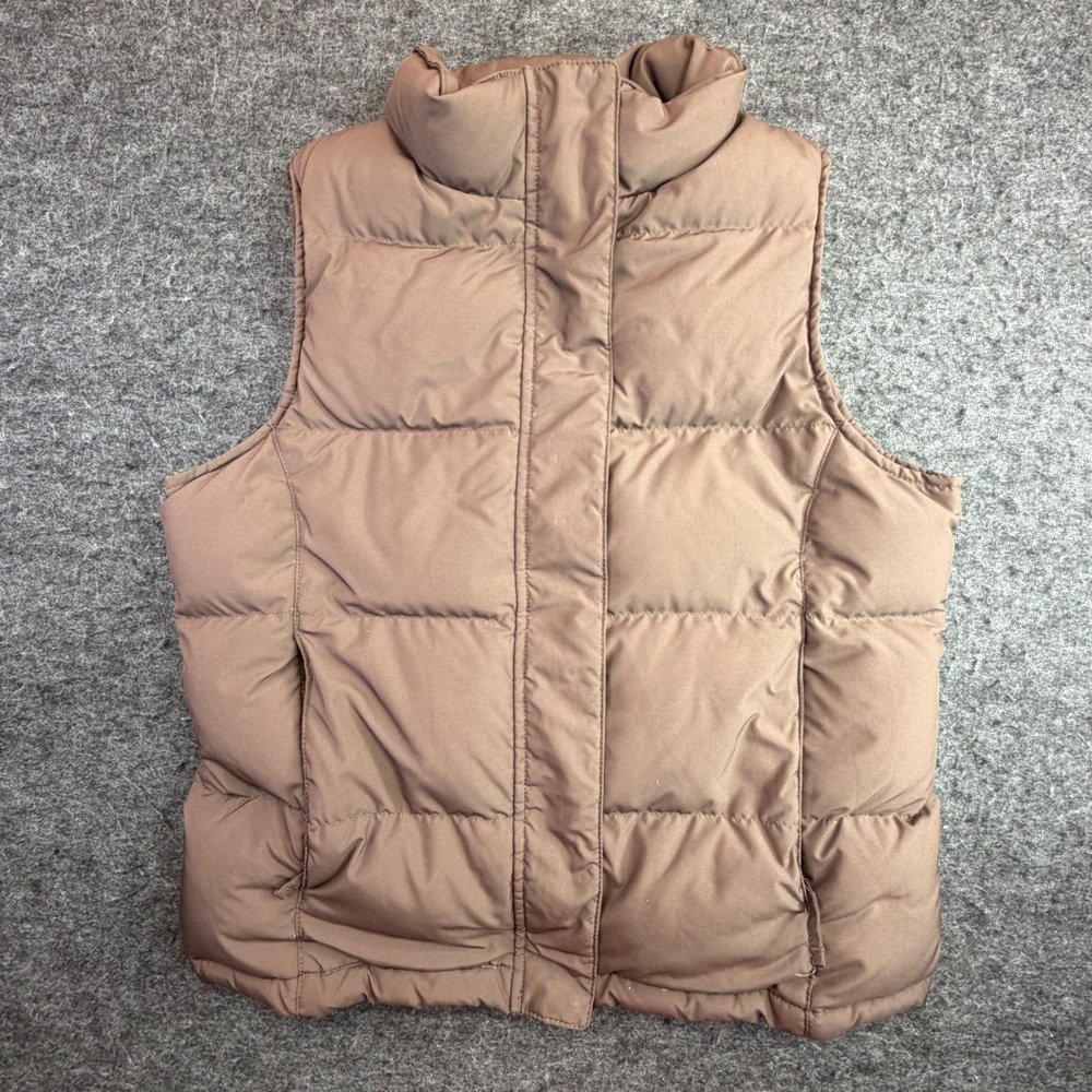 LL Bean Classic Goose Down Vest Mens Small Brown Puffer Pockets Outdoor Hiking